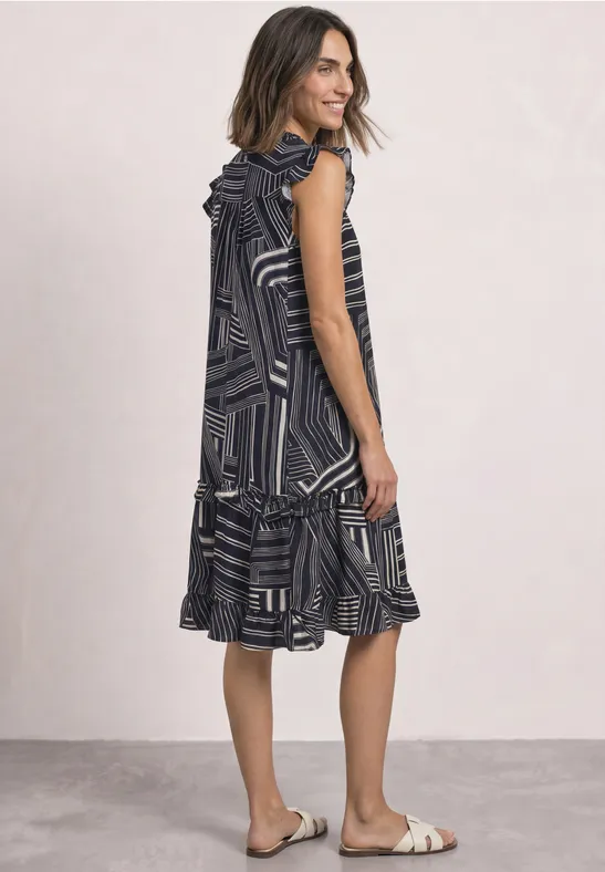 Knie-lange jurk met ronde hals en print