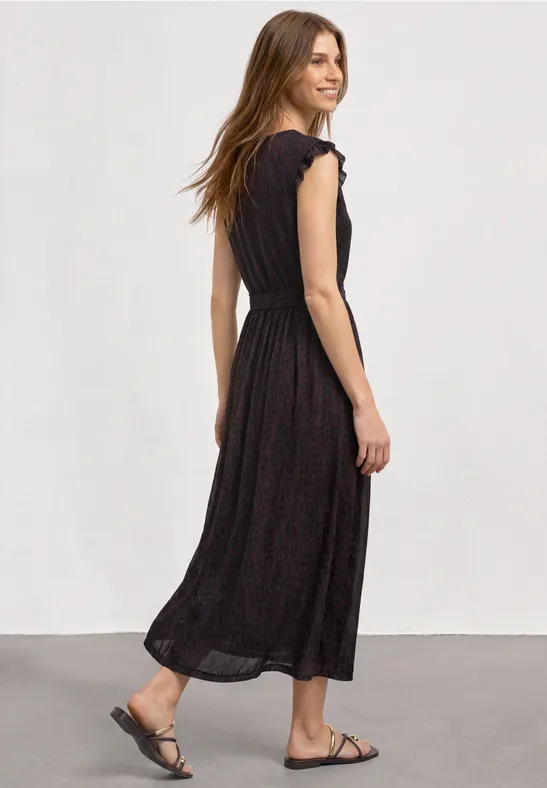 Midi-jurk van mesh met print