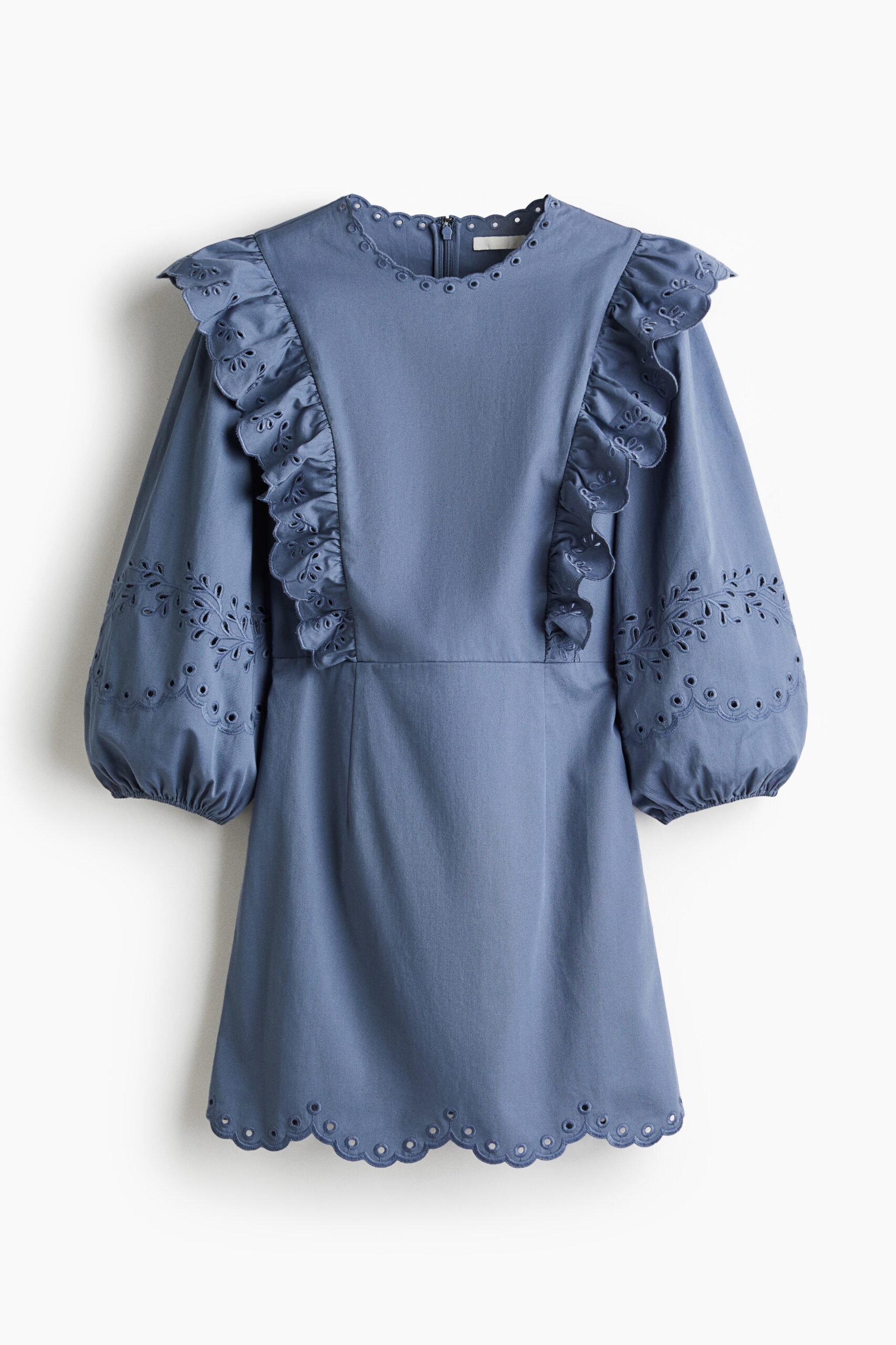 H & M - Jurk met broderie anglaise - Dusty Blauw H & M - Jurk met broderie anglaise - Dusty Blauw