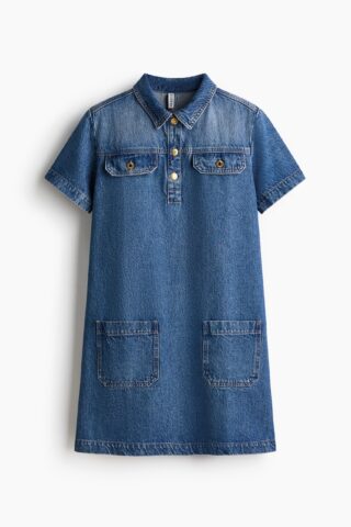 H & M - Denim jurk met kraag - Denimblauw