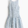H & M - Katoenen jurk met smokwerk - Wit/Blauwe Bloemen