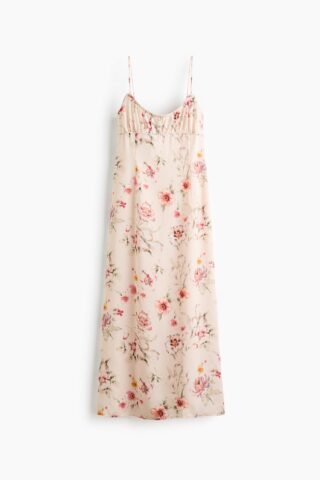 H & M - Strapjurk met geprint dessin - Lichtbeige/Bloemen