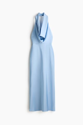 H & M - Jurk met watervalhals - Lichtblauw