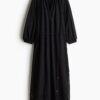 H & M - Jurk met broderie anglaise - Zwart