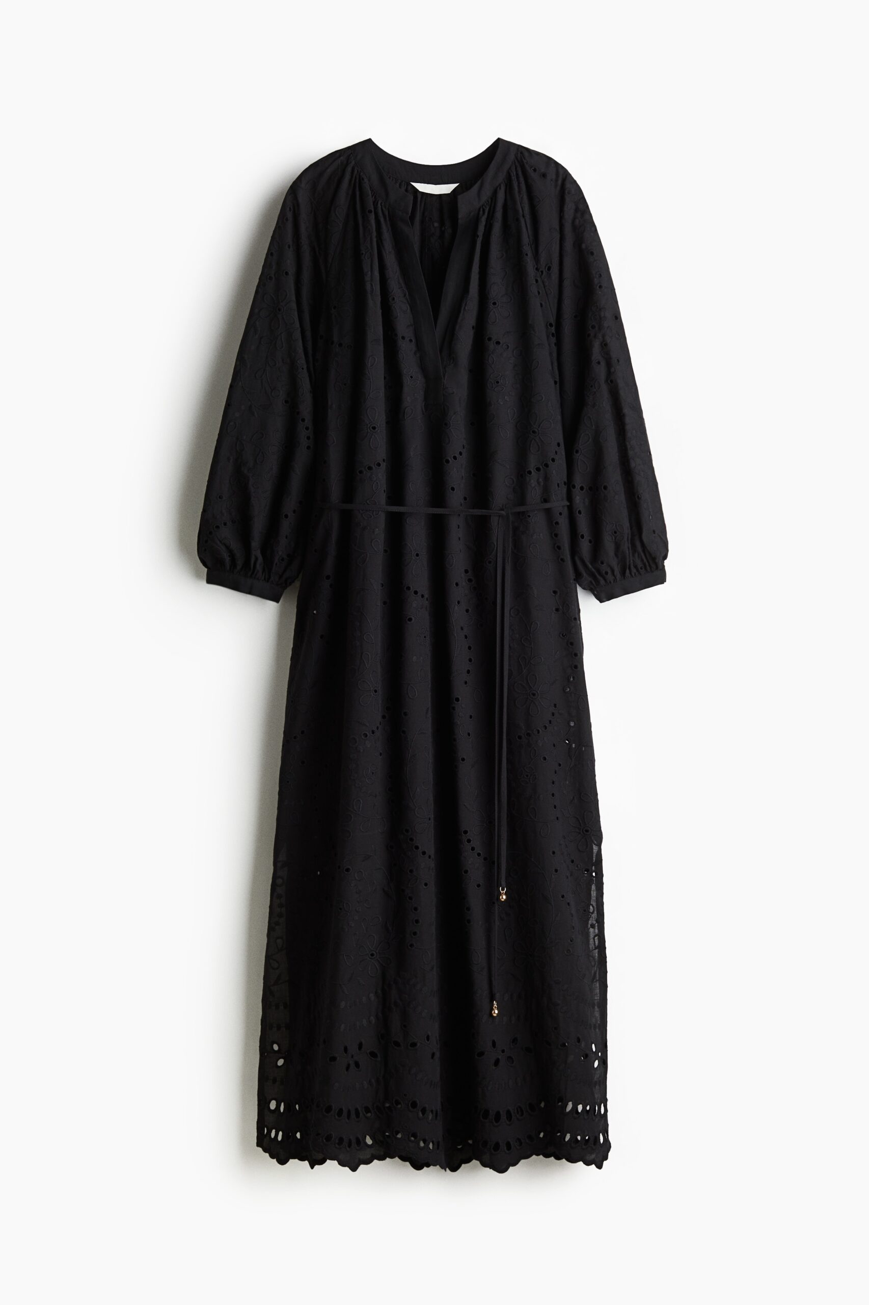 H & M - Jurk met broderie anglaise - Zwart