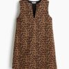 H & M - Twill shift-jurk - Donkerbeige/Luipaarddessin