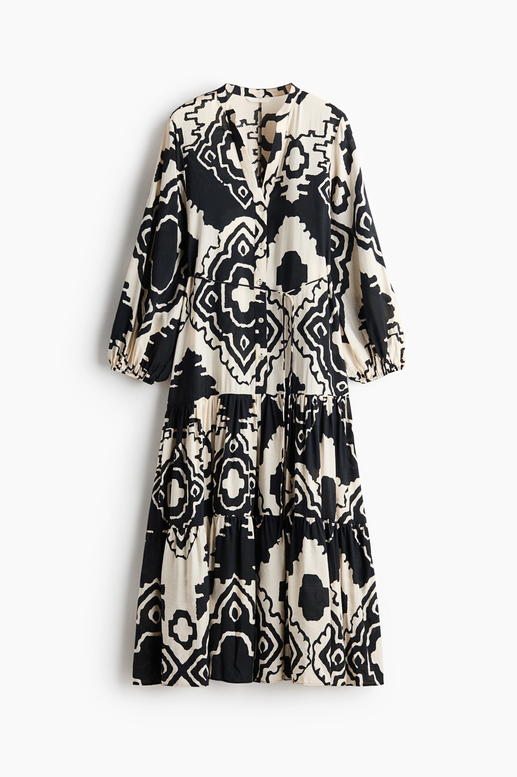 H & M - Volantjurk met print - Zwart/Dessin