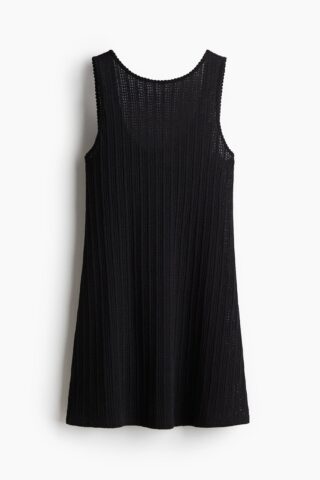 H & M - Structuurgebreide mouwloze jurk - Zwart
