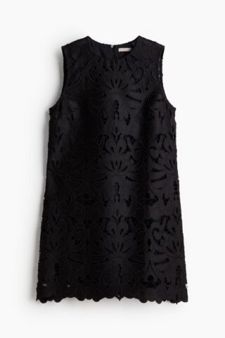 H & M - Jurk met broderie anglaise - Zwart