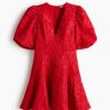 H & M - Jurk met pofmouwen - Rood