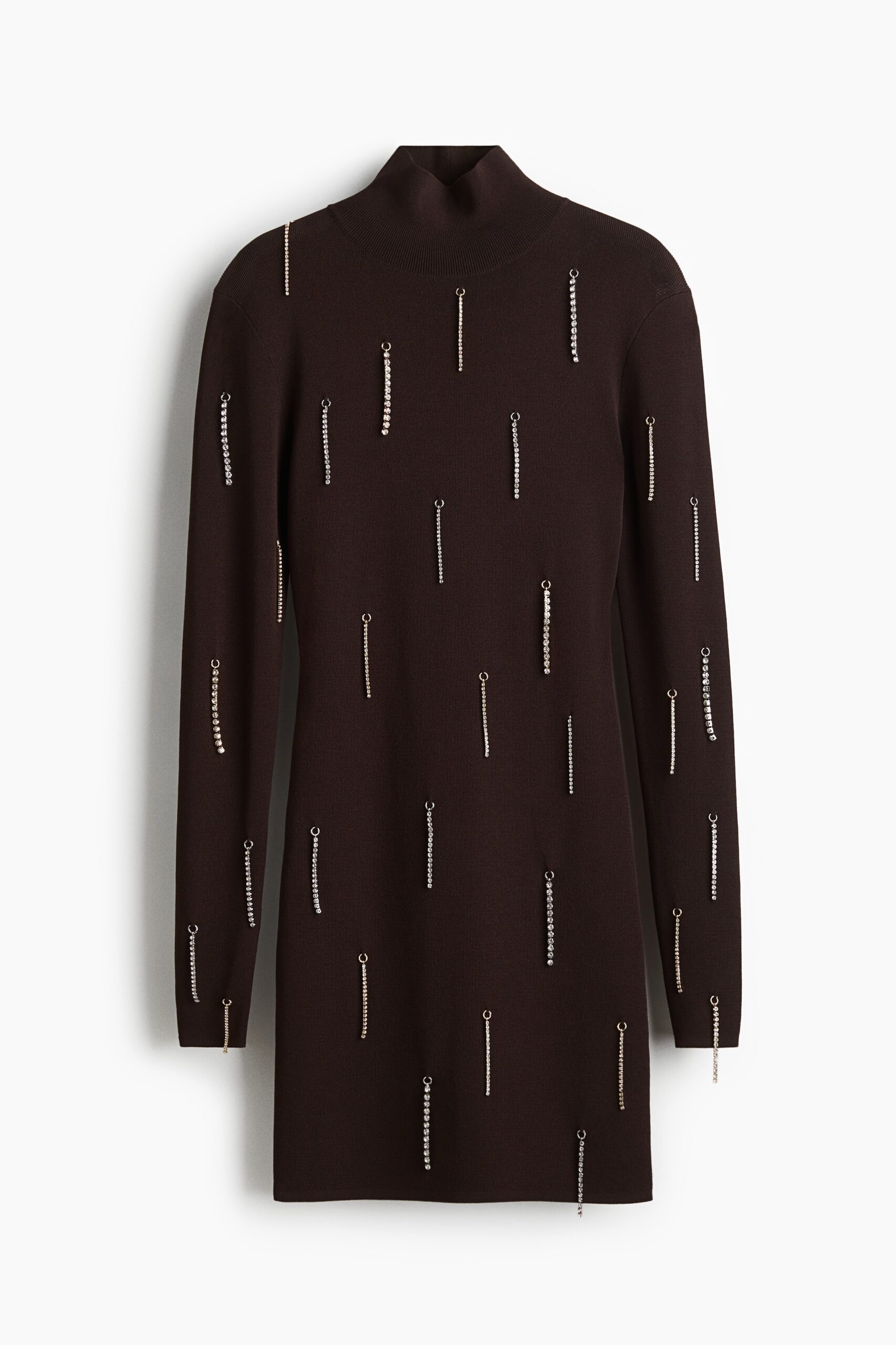 H & M - Jurk met stras - Donkerbruin
