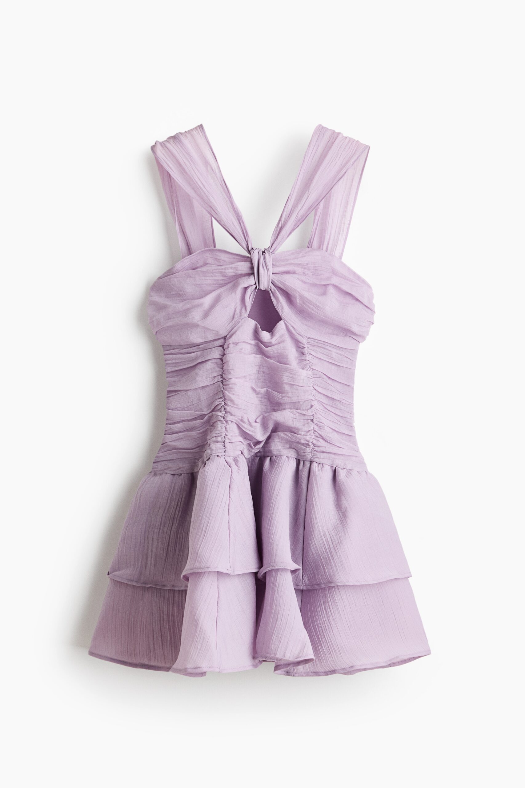 H & M - Gedrapeerde jurk met uitlopende rok - Lichtpaars