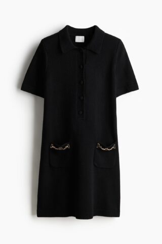 H & M - Gebreide jurk met kettinkjes - Zwart
