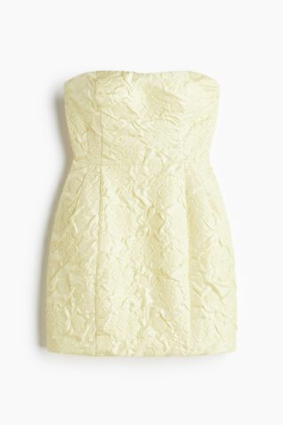 H & M - Mini-jurk met reliëfdessin - Lichtgeel