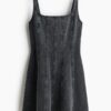 H & M - Denim jurk met uitlopende rok - Denimgrijs
