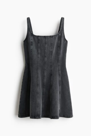 H & M - Denim jurk met uitlopende rok - Denimgrijs