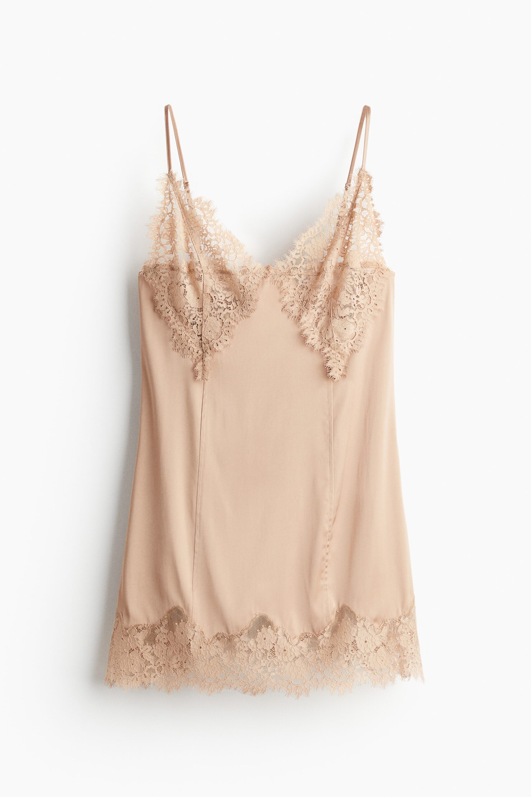 H & M - Satijnen jurk met kant - Lichtbeige H & M - Satijnen jurk met kant - Lichtbeige