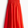 H & M - Rok met gesmokte taille - Helderrood