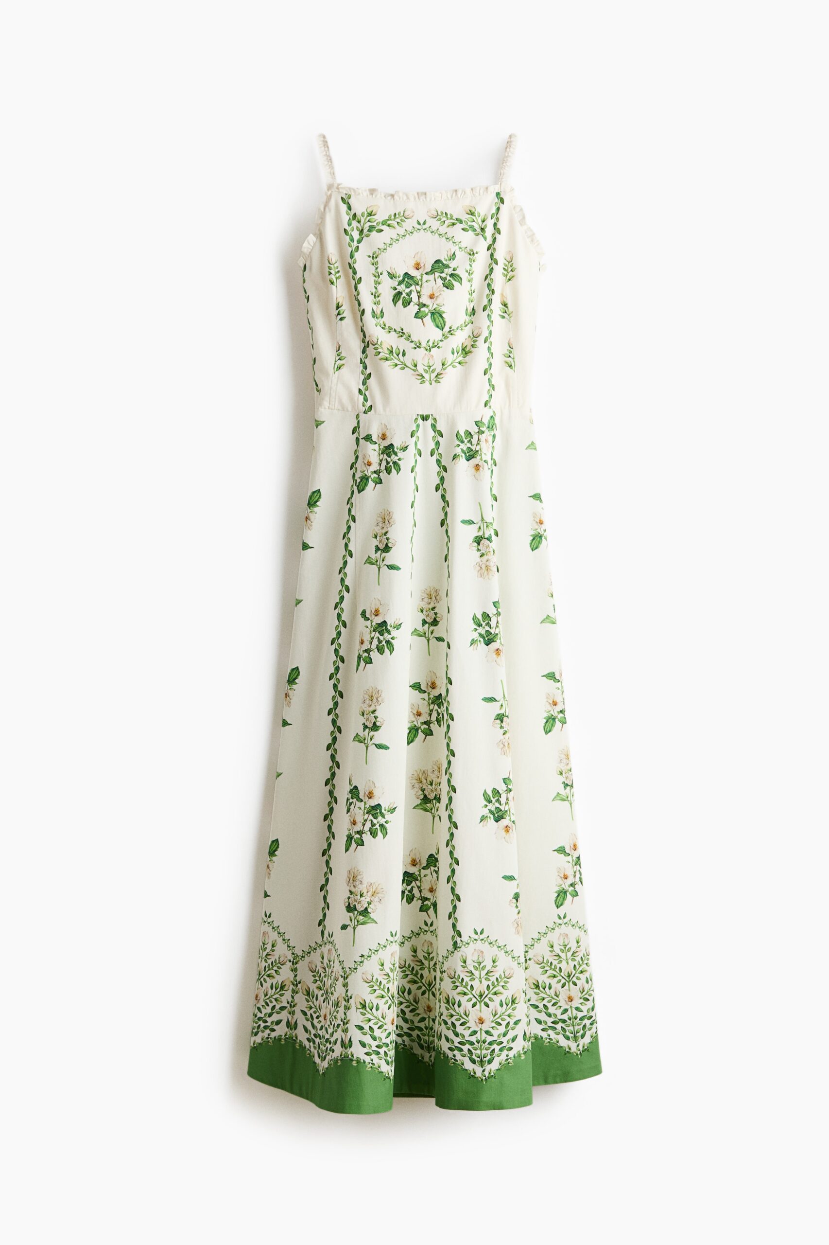 H & M - Katoenen jurk met uitlopende rok - Ivoorkleurig/Bloemen H & M - Katoenen jurk met uitlopende rok - Ivoorkleurig/Bloemen