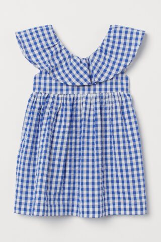 H & M - Jurk met volants - Blauw/Gingham-Ruit