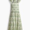 H & M - Halterjurk van popeline - Wit/Bloemen