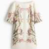 H & M - Jurk met print - Roomwit/Bloemen
