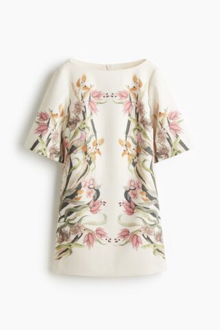 H & M - Jurk met print - Roomwit/Bloemen