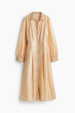 H & M - Getailleerde overhemdjurk - Beige