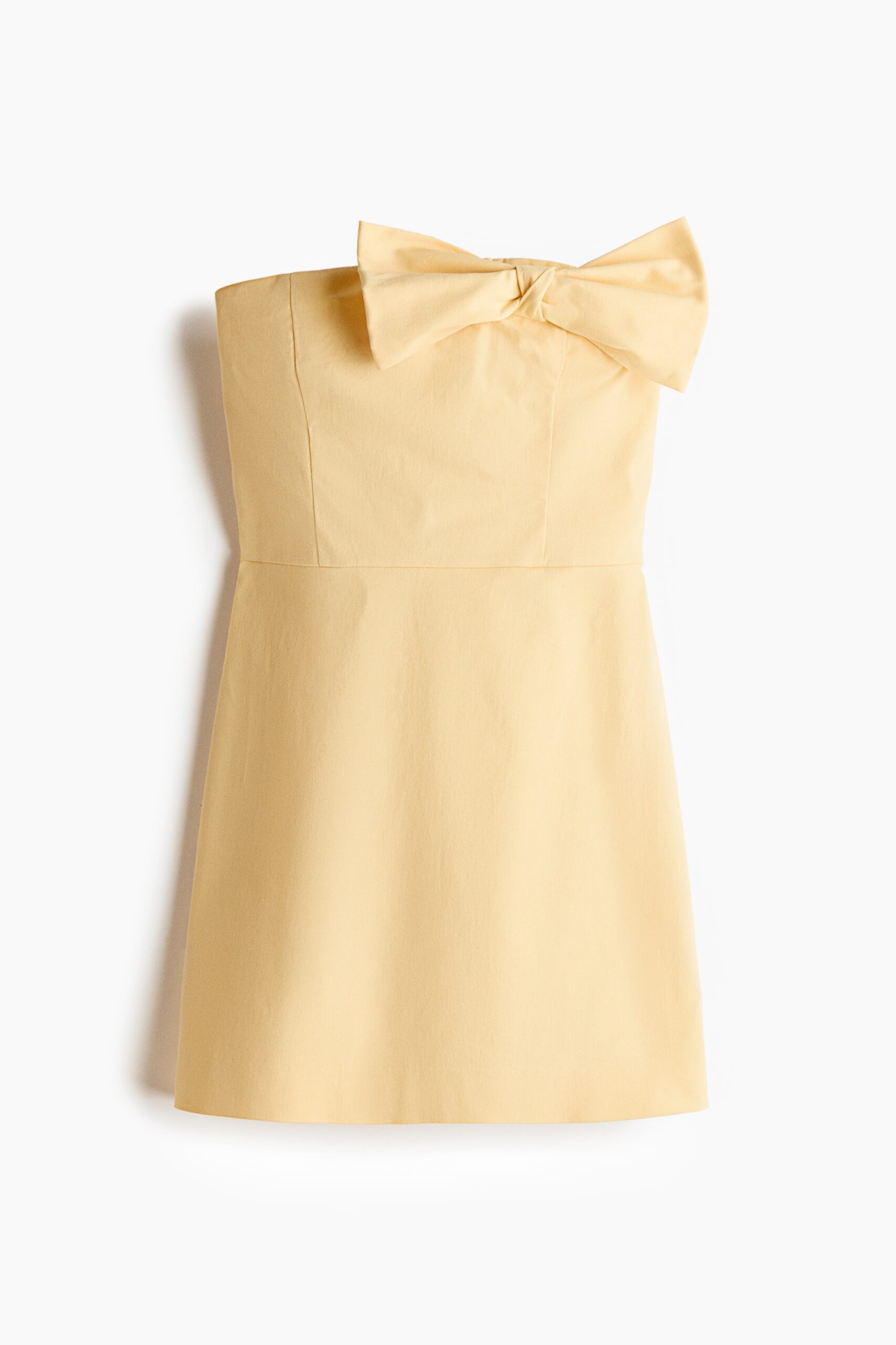 H & M - Bandeaujurk met strik - Lichtgeel