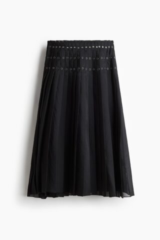 H & M - Plissérok met ringetjes - Zwart