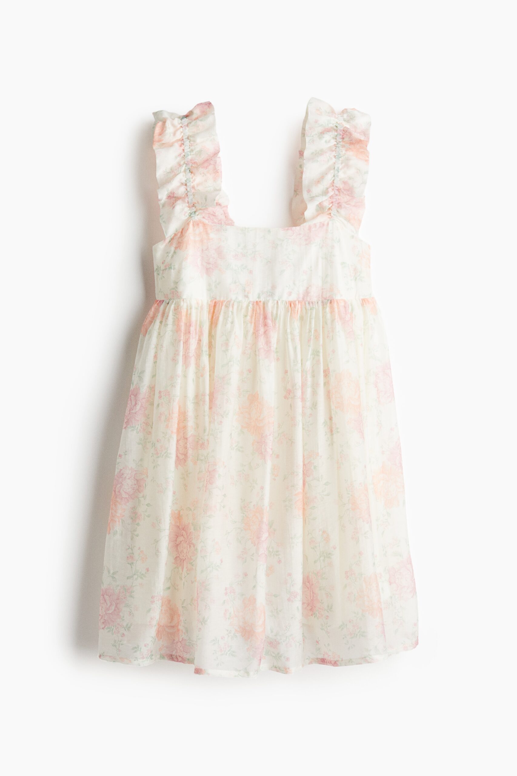 H & M - Jurk met rimpeleffect - Wit/Bloemen