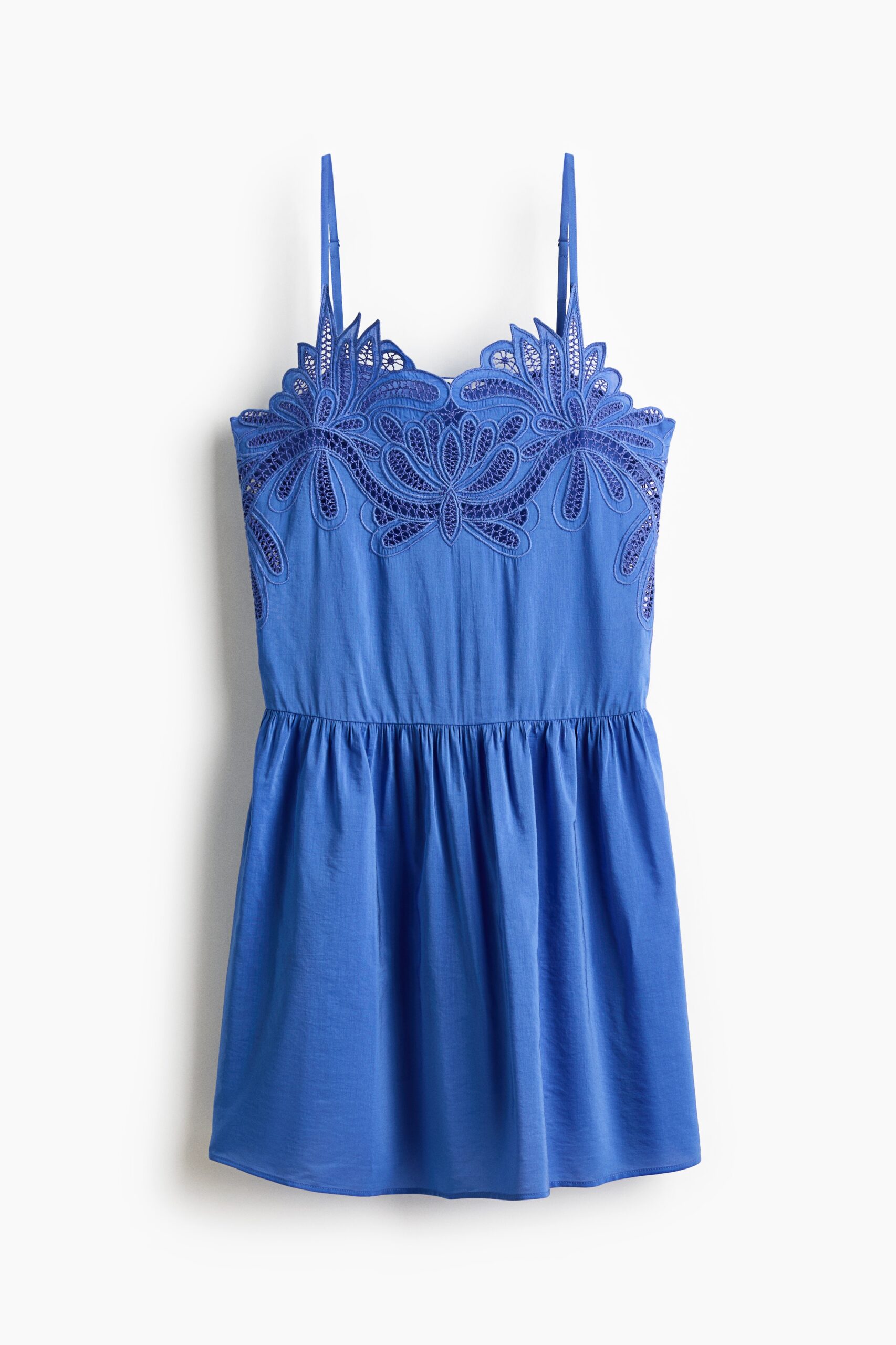 H & M - Strappy jurk met borduursel - Blauw