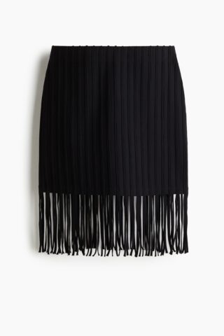 H & M - Rok met franje - Zwart