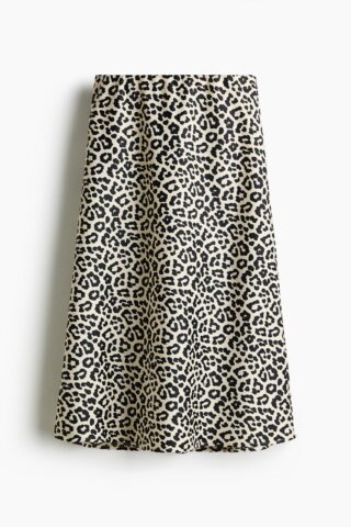 H & M - Midi skirt - Roomwit/Luipaarddessin
