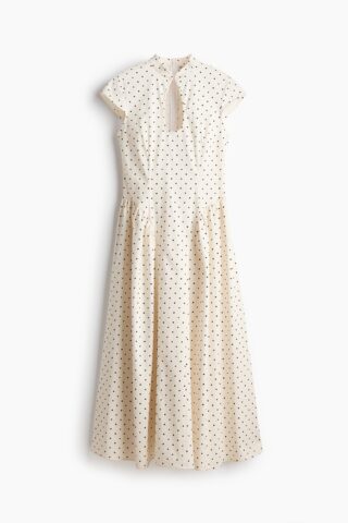 H & M - Katoenen jurk met uitlopende rok - Roomwit/Polkadot
