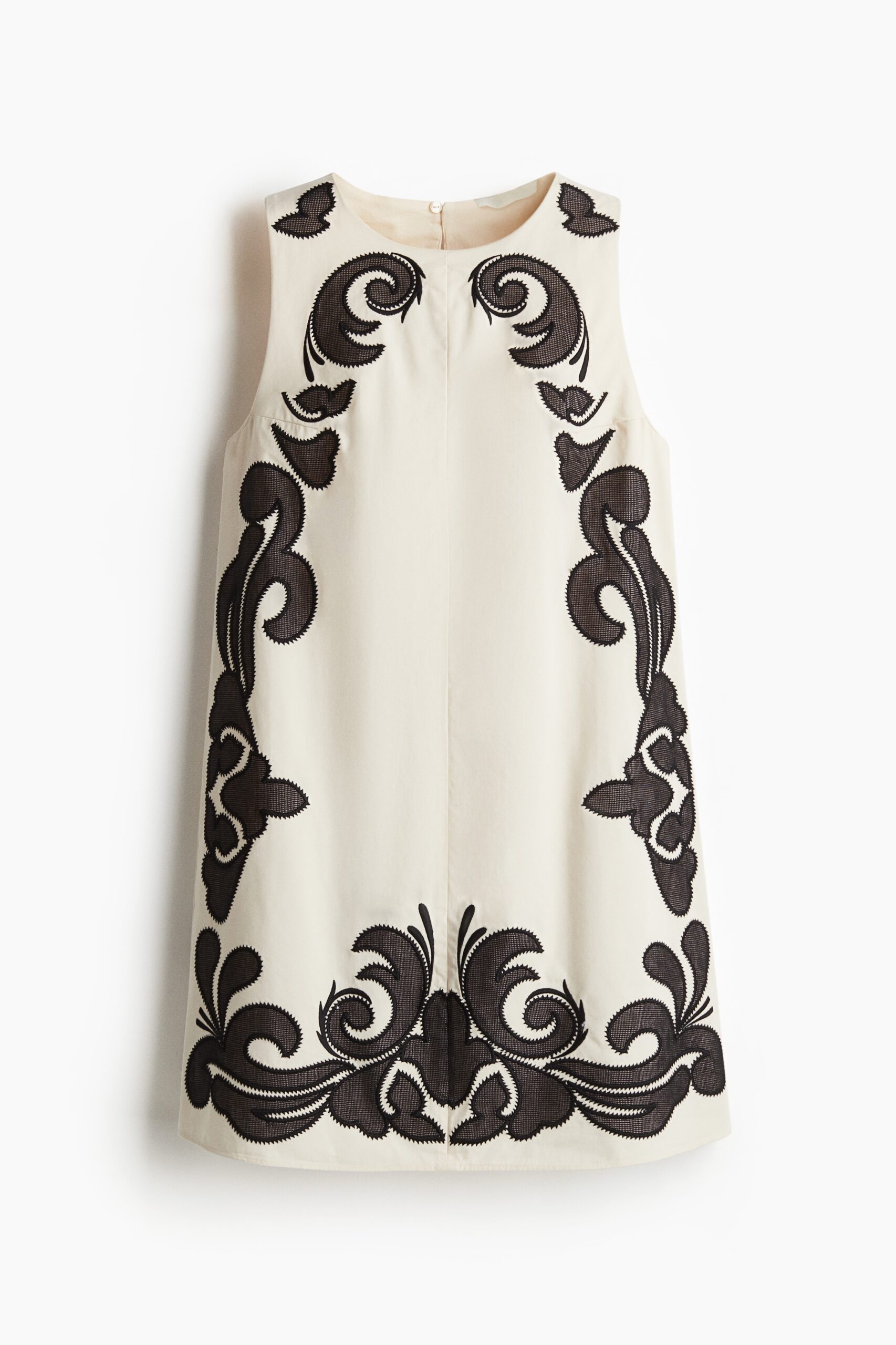 H & M - Shift-jurk met borduursel - Roomwit/Zwart H & M - Shift-jurk met borduursel - Roomwit/Zwart