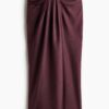 H & M - Rok met gedraaid detail - Pruimenrood