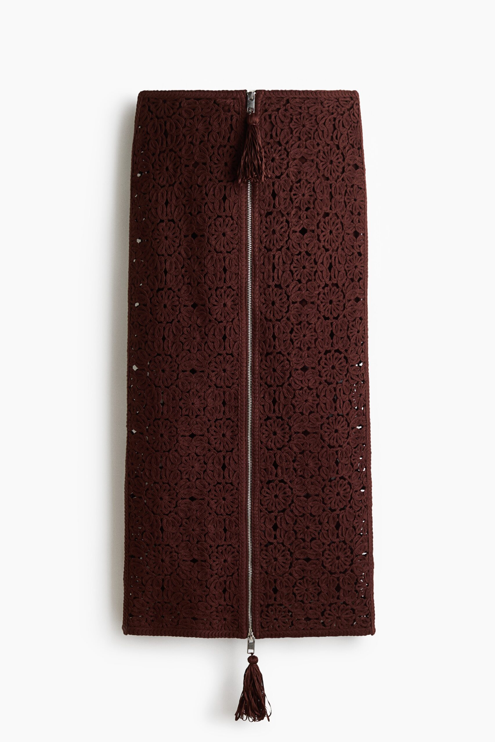 H & M - Rok met gehaakte look - Donkerbruin