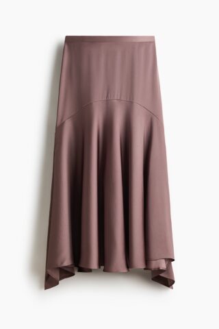 H & M - Rok van satijnen twill - Donker Zachtpaars