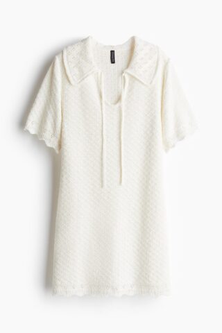 H & M - Ajourgebreide jurk - Wit