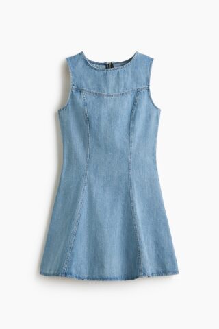 H & M - Denim jurk met uitlopende rok - Denimblauw