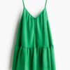 H & M - Strappy A-linejurk - Heldergroen