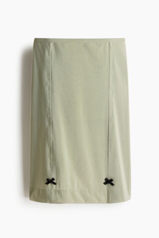 H & M - Mesh rok met strikjes - Licht Kakigroen