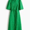 H & M - Katoenen overhemdjurk met broderie anglaise - Groen
