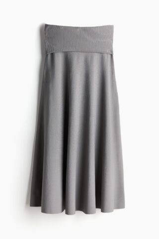 H & M - Fijngebreide flared rok - Grijs