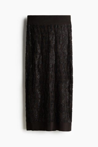 H & M - Rok met kralen - Donkerbruin