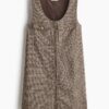 H & M - Shift-jurk met rits - Donkerbruin/Geruit