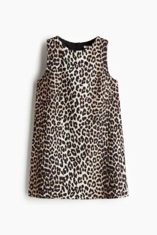 H & M - Korte shift-jurk - Lichtbeige/Luipaarddessin