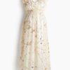 H & M - MAMA Jurk met V-hals - Lichtbeige/Bloemen