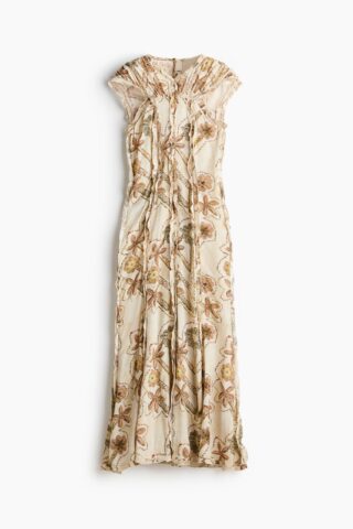 H & M - Open-backjurk met volants en bloemenprint - Roomwit/Bloemen